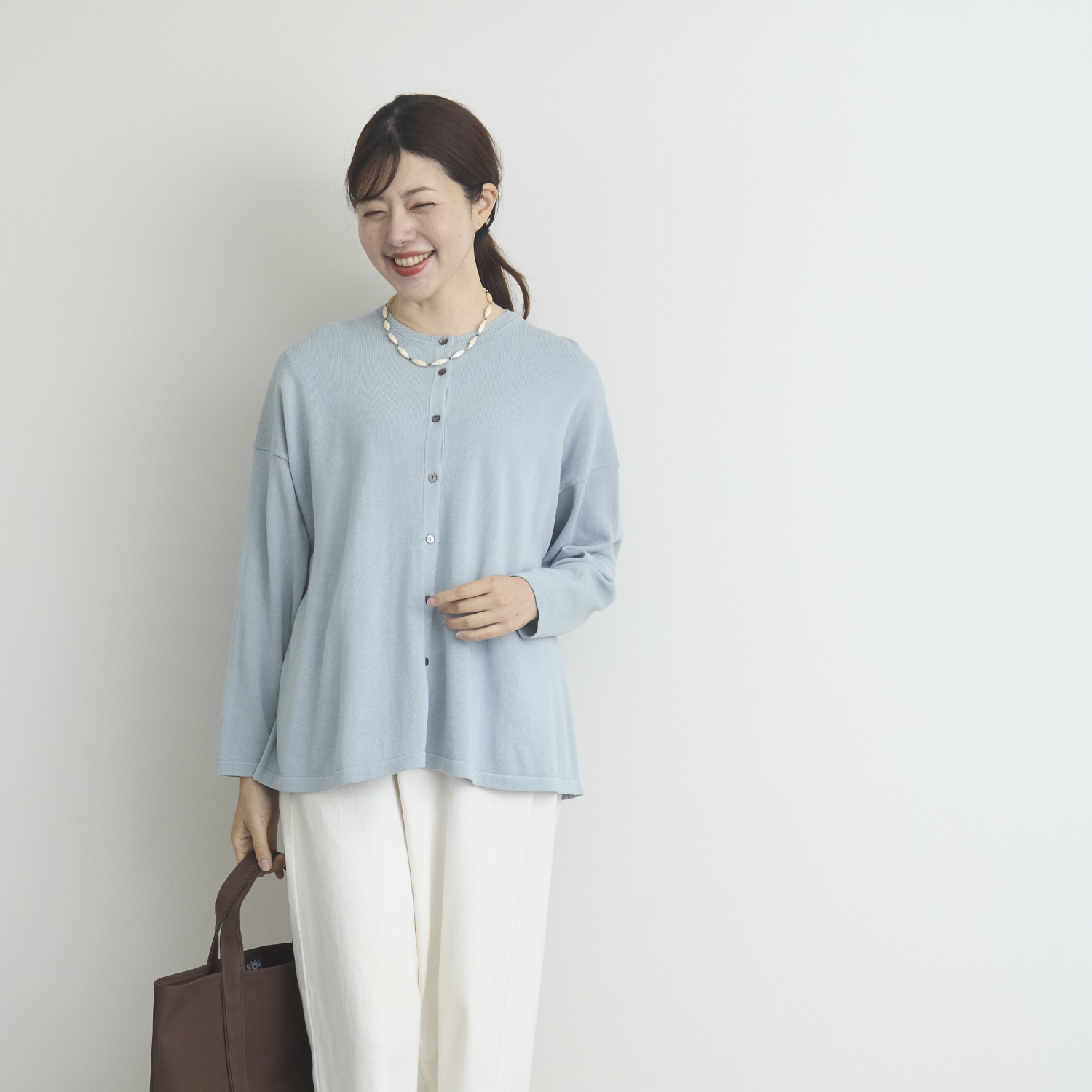 TUTIE./強撚コットンニットロングスリーブカーディガン